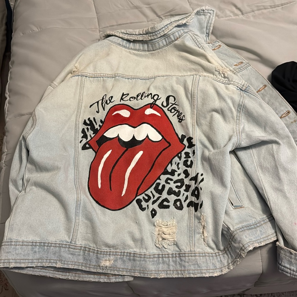 Hand painted Rolling Stones Jean jacket